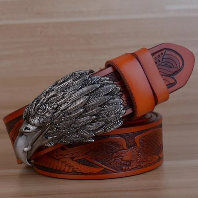 Eagle Designers Luxury Fashion Vintage Male Strap Brand Genuine Leather Belt