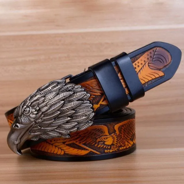 Eagle Designers Luxury Fashion Vintage Male Strap Brand Genuine Leather Belt