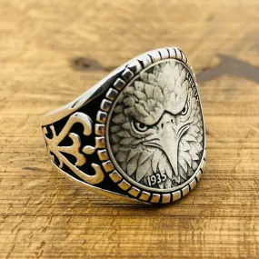 Eagle Face Model Silver Men's Ring