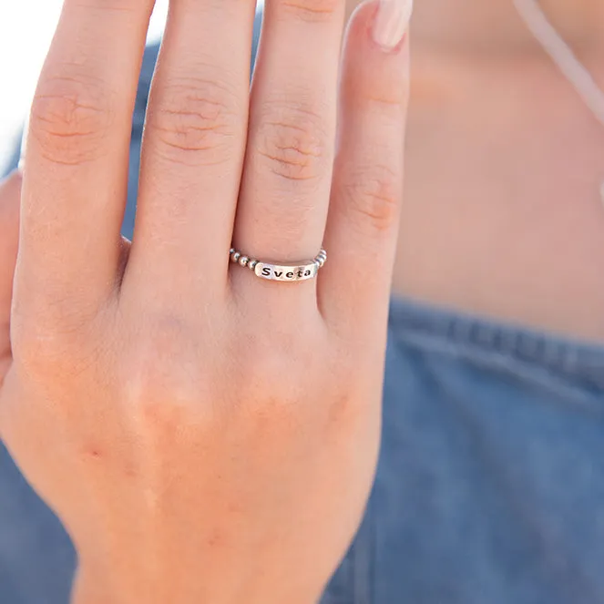 Engravable Tag Beaded Ring