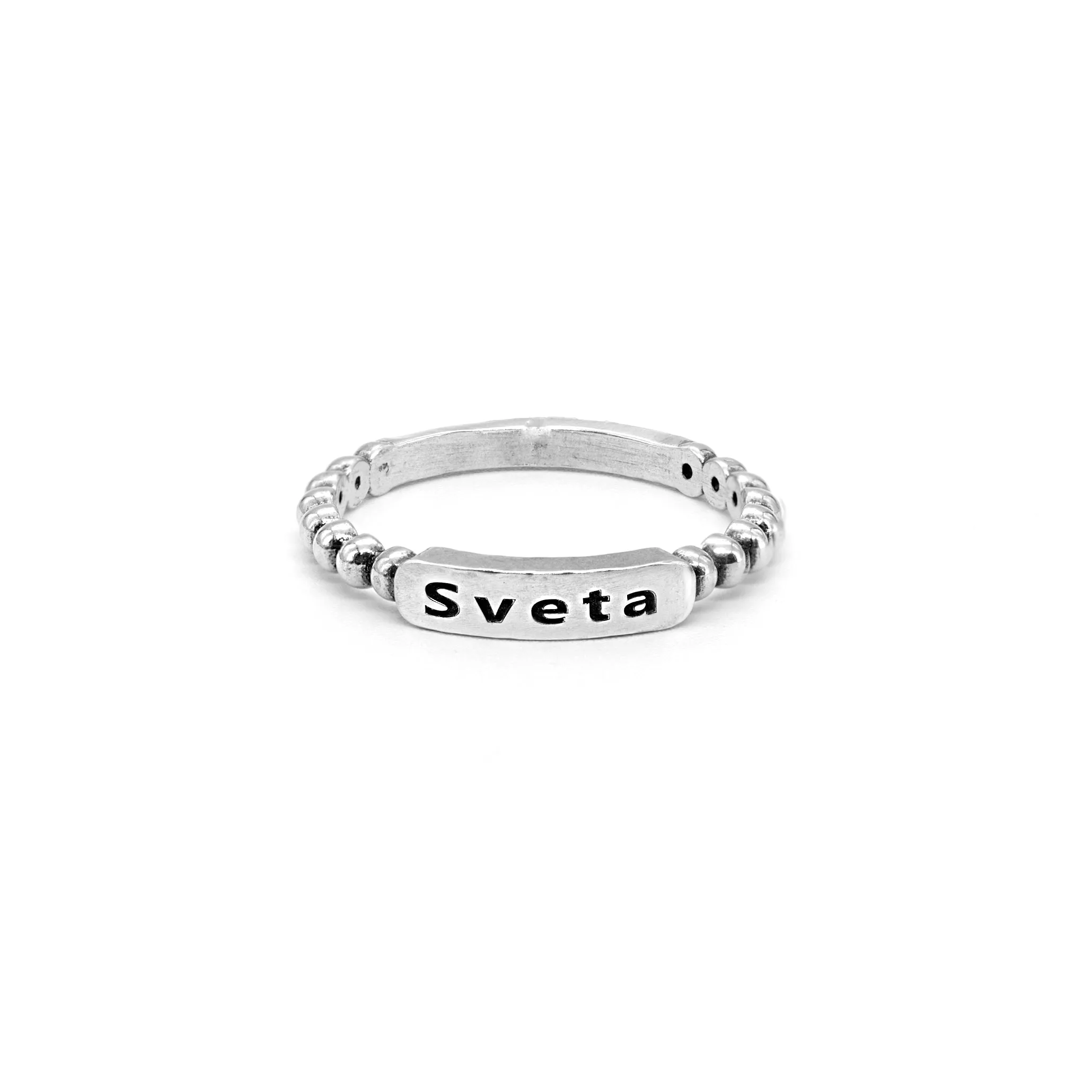 Engravable Tag Beaded Ring