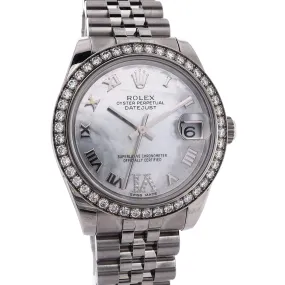 Estate Rolex STL/18kw Ladies 31mm OPDJ MOP Dia Accent Dial Diamond Bezel Jubilee Bracelet 178384 W/Box C.Random 2011 