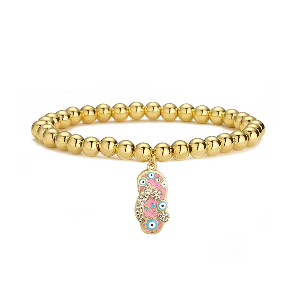 Evil Eye Gold Beaded Bracelet