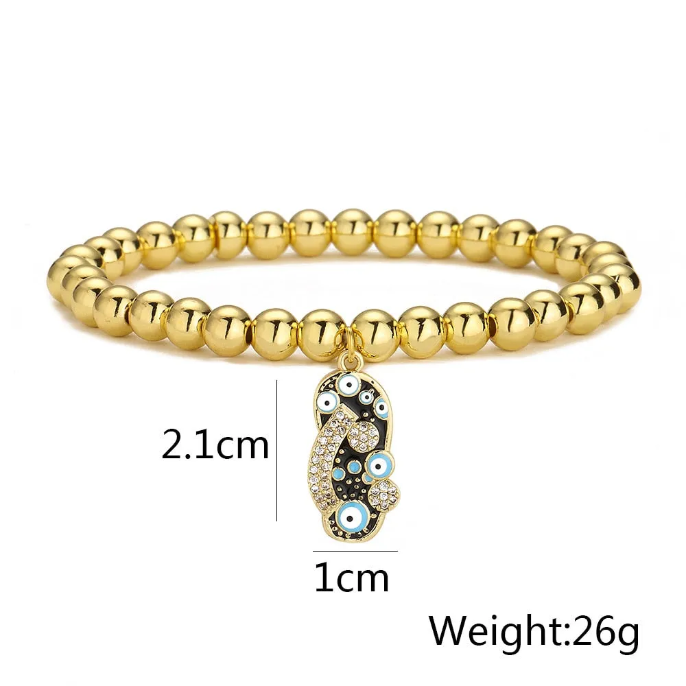 Evil Eye Gold Beaded Bracelet