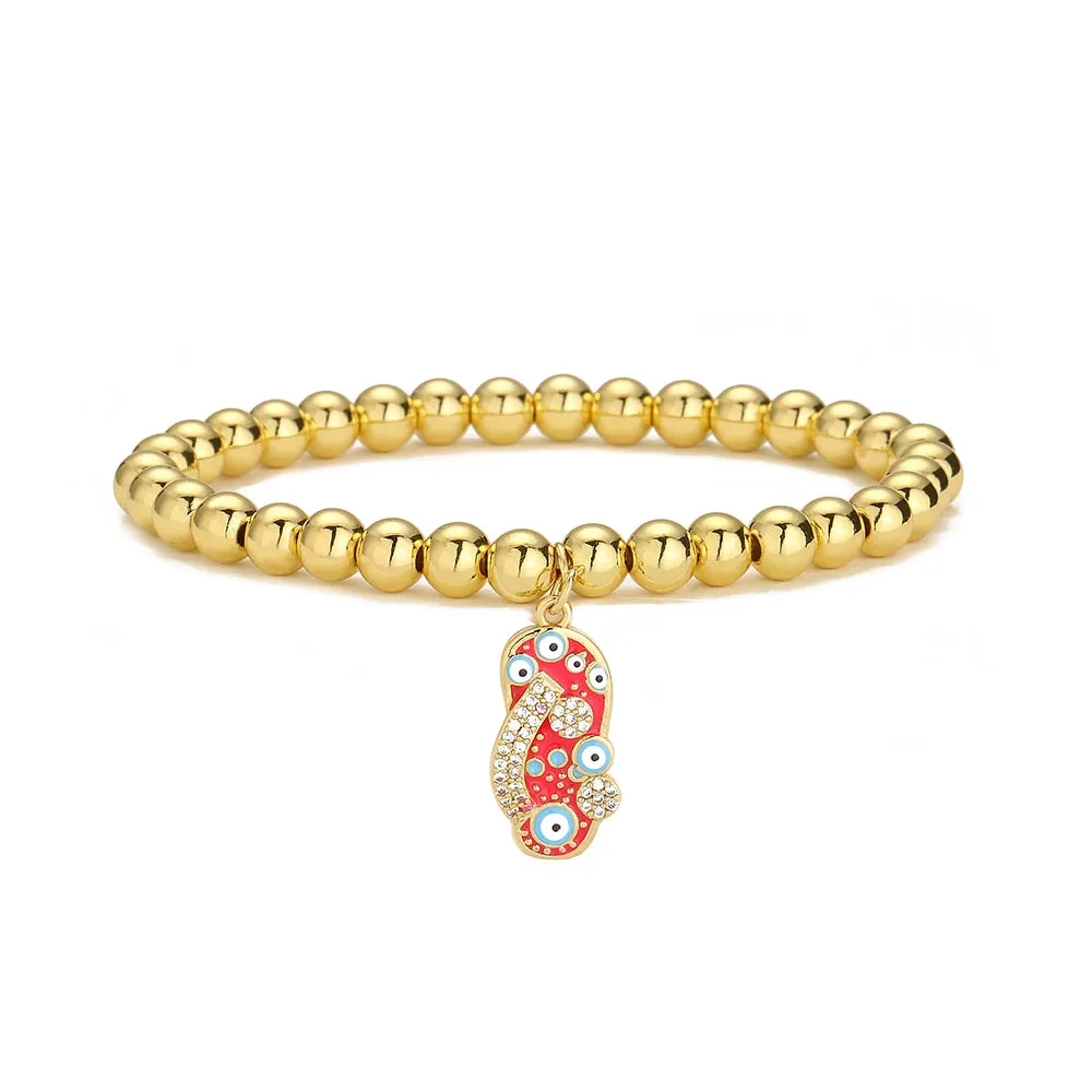 Evil Eye Gold Beaded Bracelet