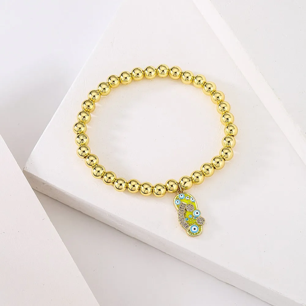 Evil Eye Gold Beaded Bracelet