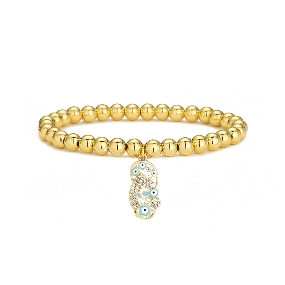 Evil Eye Gold Beaded Bracelet