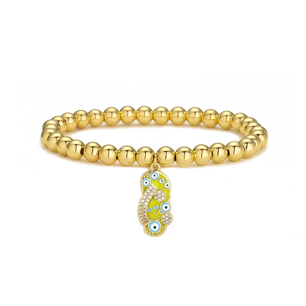 Evil Eye Gold Beaded Bracelet