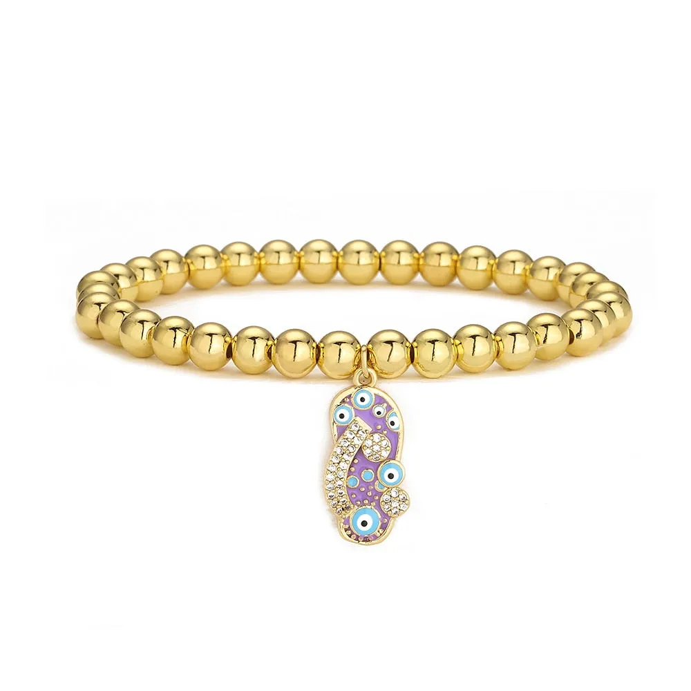 Evil Eye Gold Beaded Bracelet