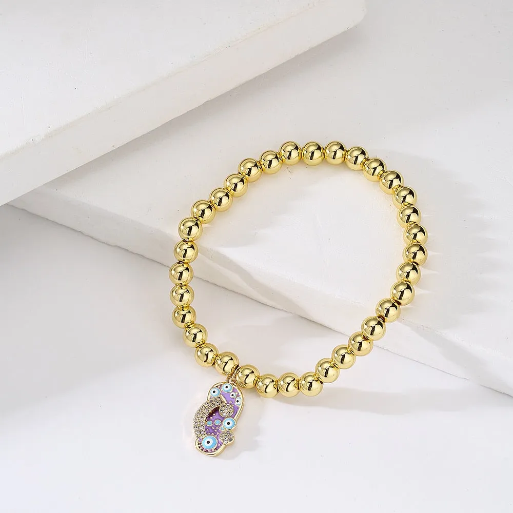 Evil Eye Gold Beaded Bracelet
