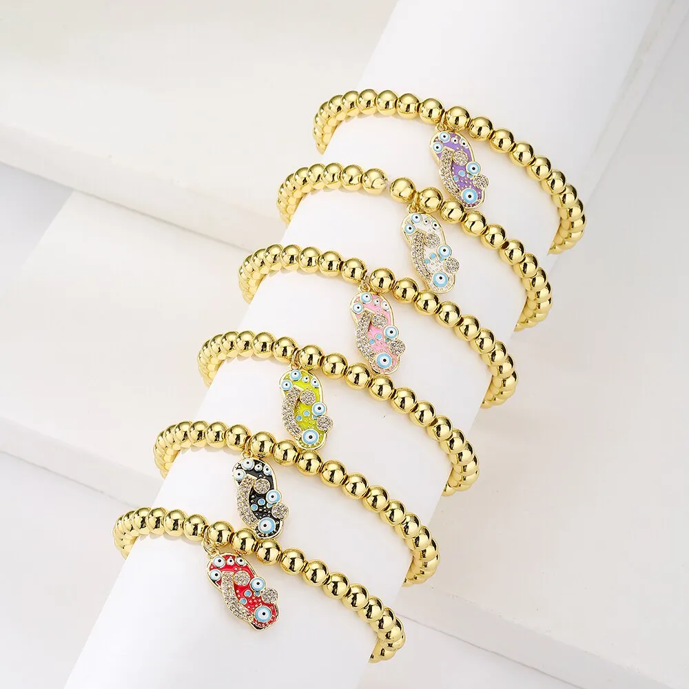 Evil Eye Gold Beaded Bracelet