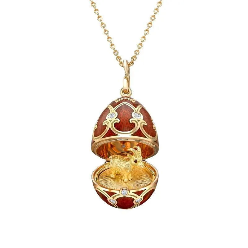 Faberge Palais Tsarskoye Selo Red Locket with Goat Surprise