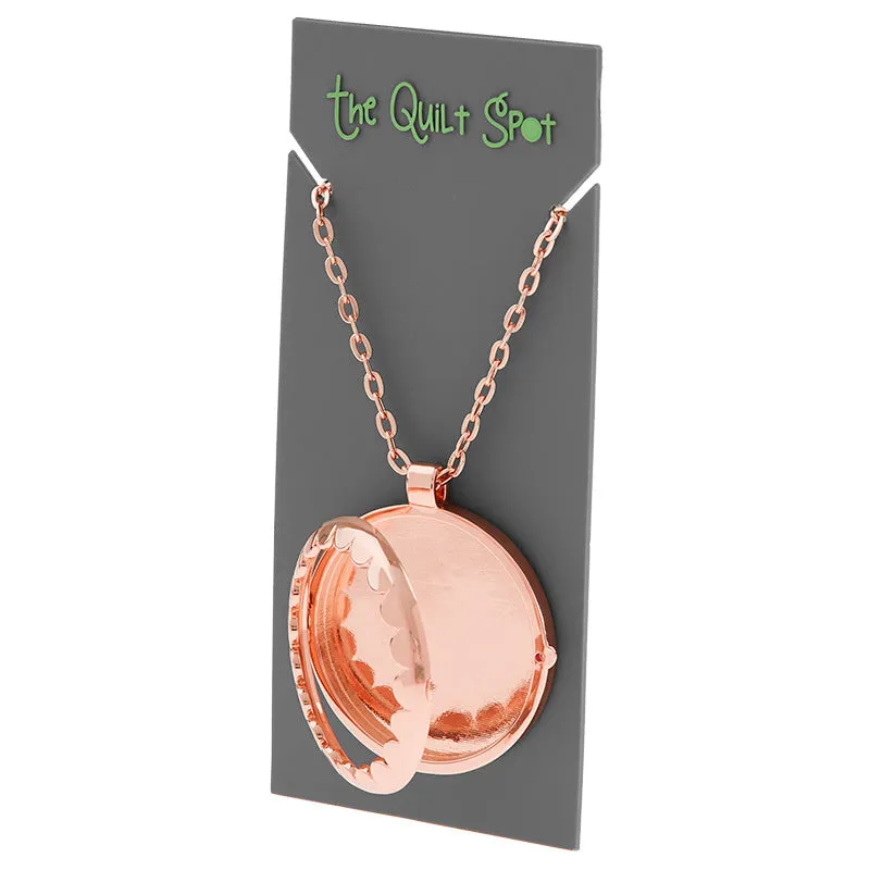 Fabric Locket Necklace - Rose Gold