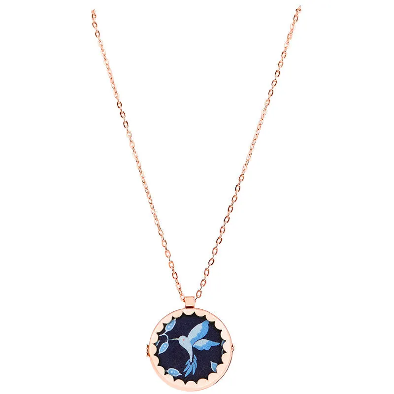 Fabric Locket Necklace - Rose Gold