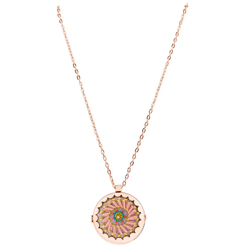 Fabric Locket Necklace - Rose Gold