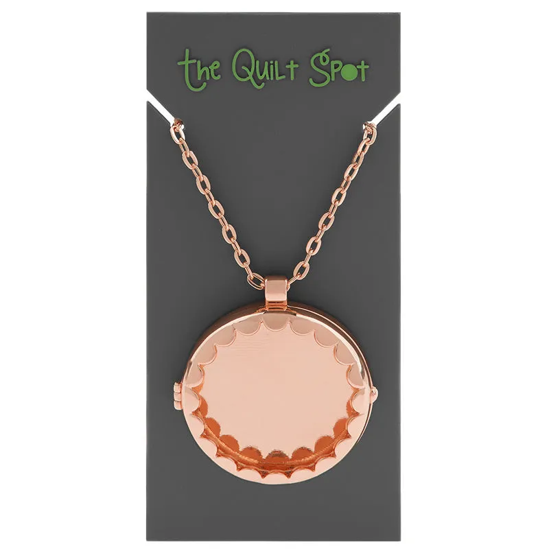 Fabric Locket Necklace - Rose Gold