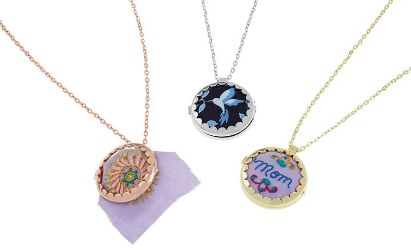 Fabric Locket Necklace - Rose Gold