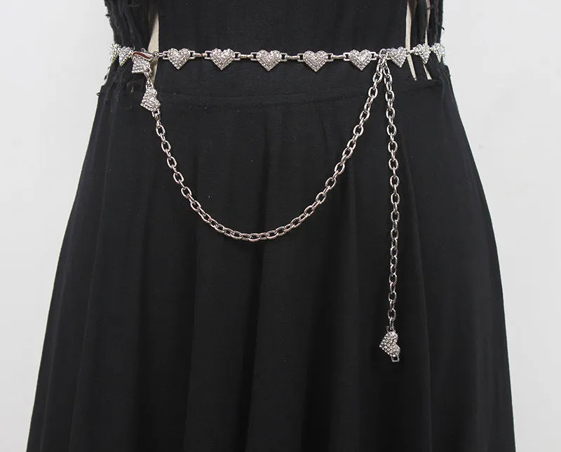 Fashion Summer Women Waist Chain Decorative Dress with Skirt Shirt Belt Silver Flower Chain Metal Accessories