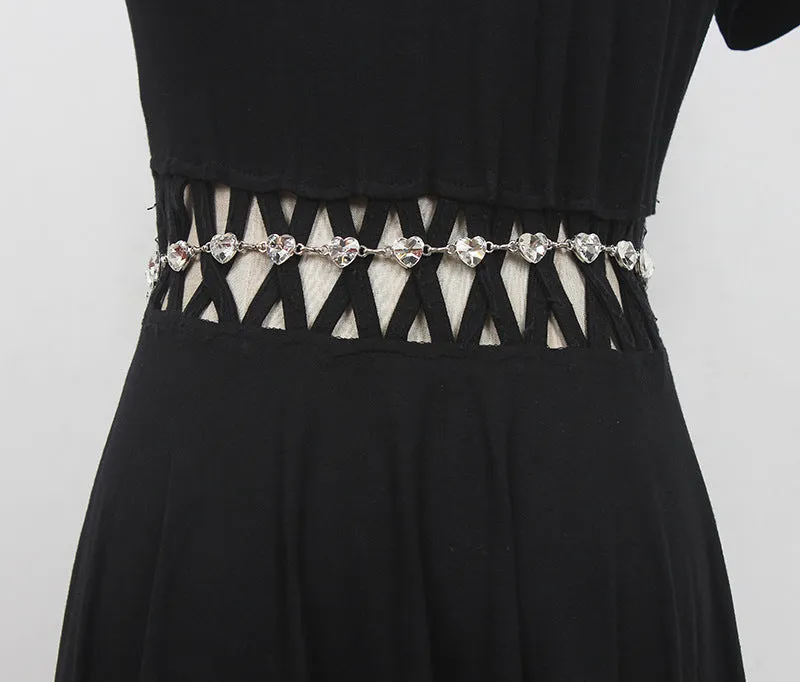 Fashion Summer Women Waist Chain Decorative Dress with Skirt Shirt Belt Silver Flower Chain Metal Accessories