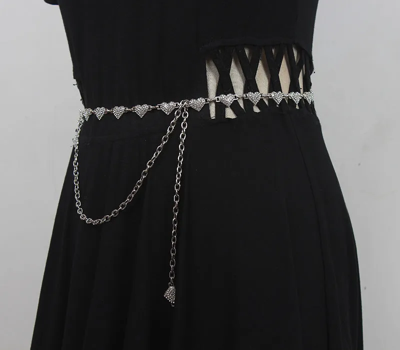 Fashion Summer Women Waist Chain Decorative Dress with Skirt Shirt Belt Silver Flower Chain Metal Accessories