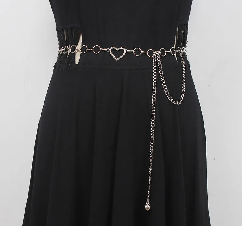 Fashion Summer Women Waist Chain Decorative Dress with Skirt Shirt Belt Silver Flower Chain Metal Accessories