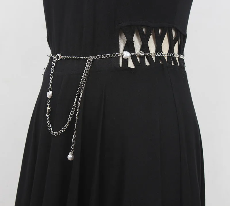 Fashion Summer Women Waist Chain Decorative Dress with Skirt Shirt Belt Silver Flower Chain Metal Accessories