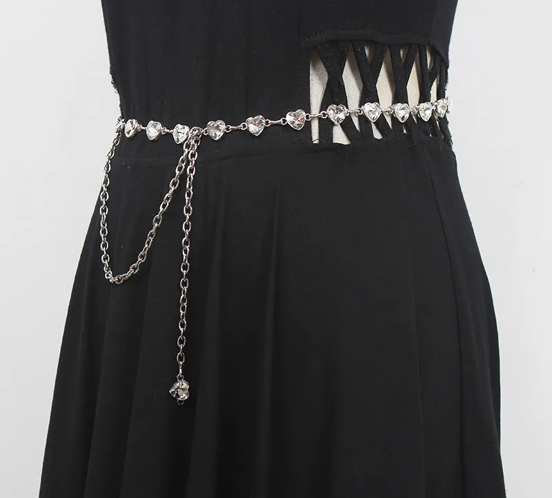 Fashion Summer Women Waist Chain Decorative Dress with Skirt Shirt Belt Silver Flower Chain Metal Accessories