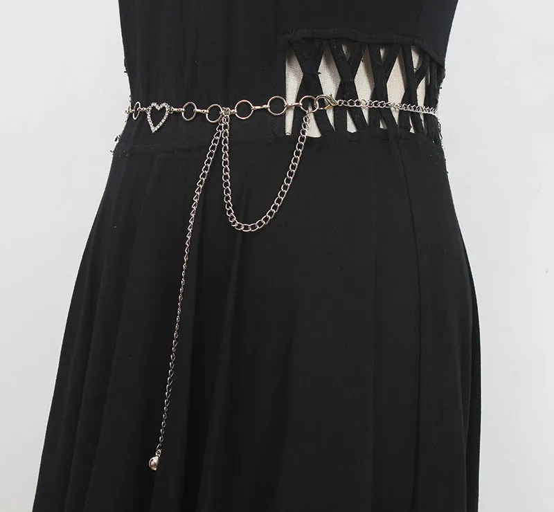 Fashion Summer Women Waist Chain Decorative Dress with Skirt Shirt Belt Silver Flower Chain Metal Accessories