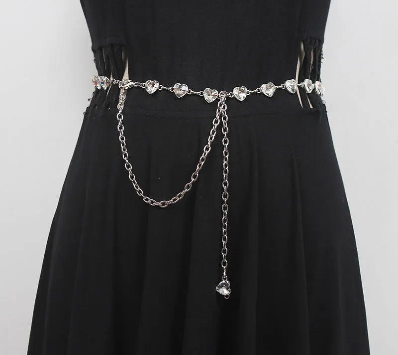 Fashion Summer Women Waist Chain Decorative Dress with Skirt Shirt Belt Silver Flower Chain Metal Accessories