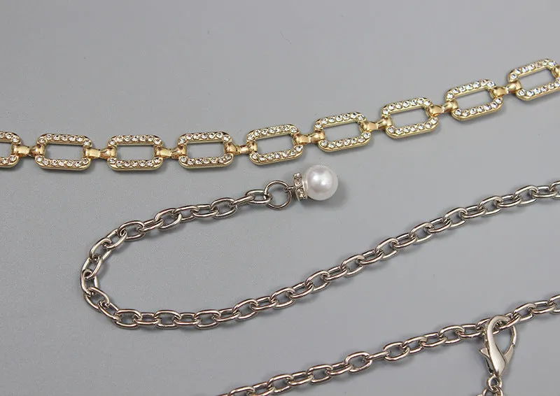 Fashion Versatile Women's Waist Chain Thin Metal Rhinestone Chain Belt Decoration Summer Matching Skirt Belt