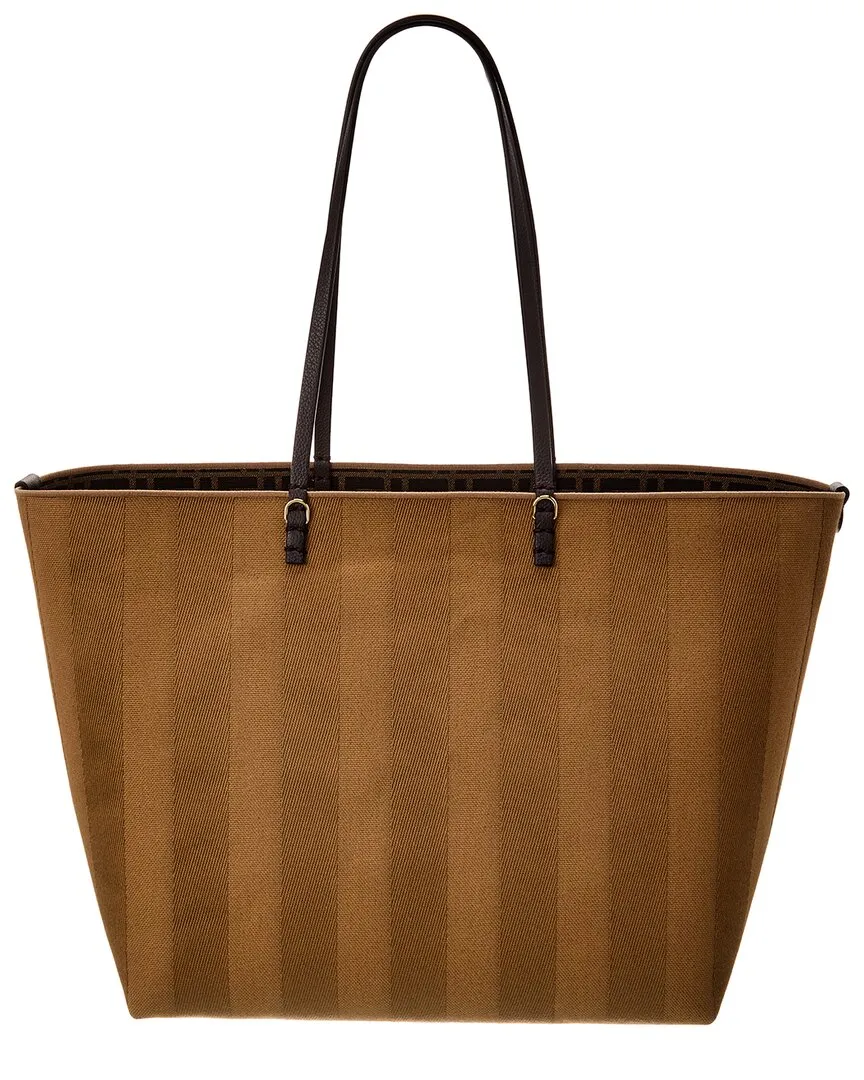 FENDI Roll Large Reversible Canvas & Leather Tote