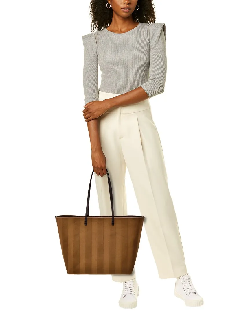 FENDI Roll Large Reversible Canvas & Leather Tote