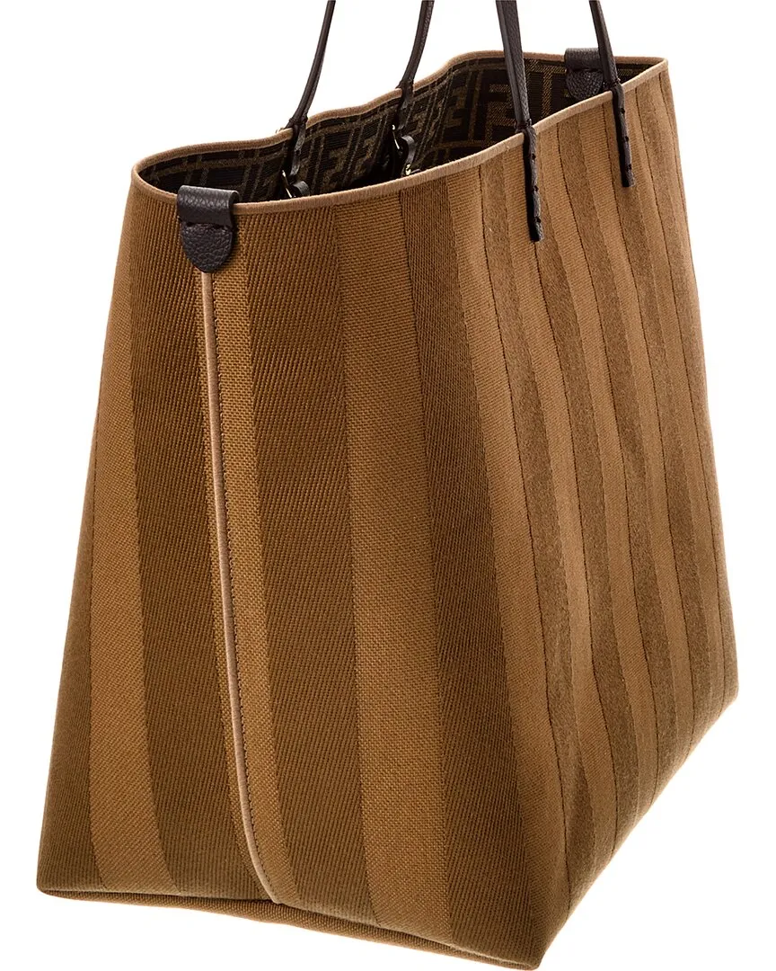 FENDI Roll Large Reversible Canvas & Leather Tote