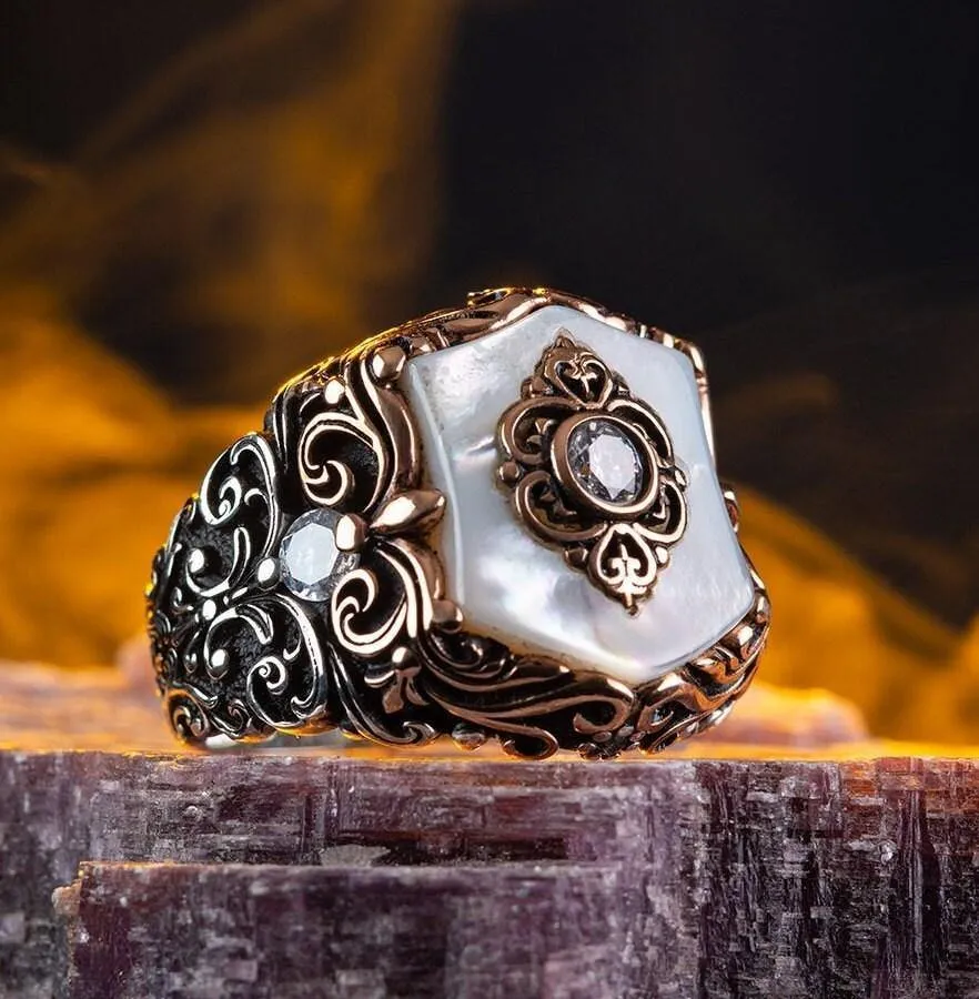 Fleur de Lis Black Onyx Ring, 925k Sterling Gemstone Silver Ring