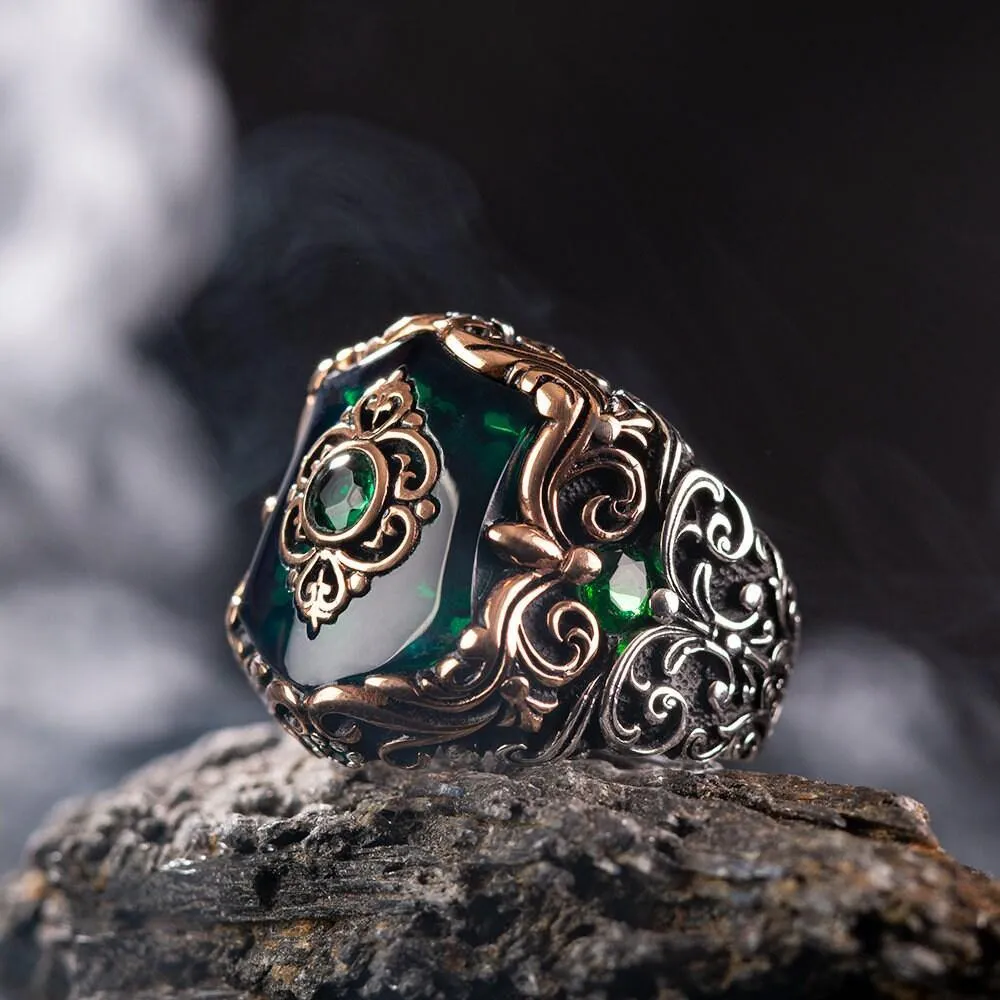 Fleur de Lis Black Onyx Ring, 925k Sterling Gemstone Silver Ring