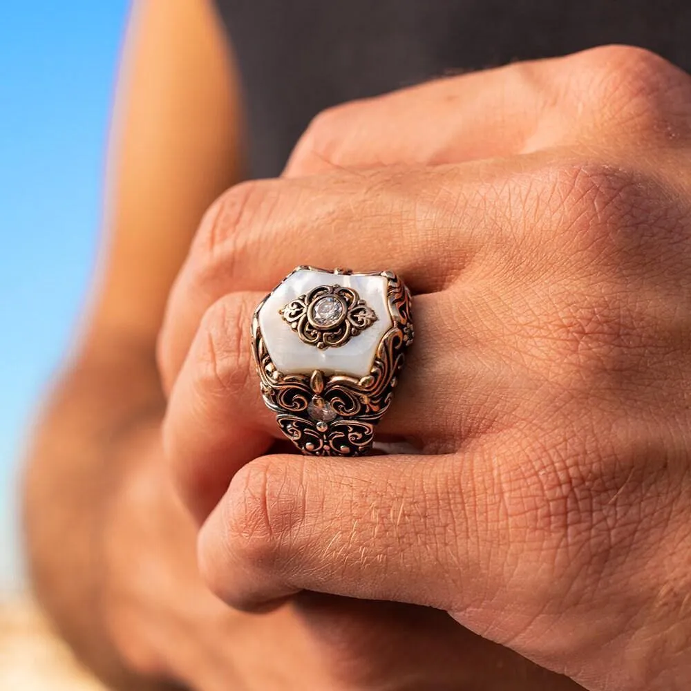 Fleur de Lis Black Onyx Ring, 925k Sterling Gemstone Silver Ring