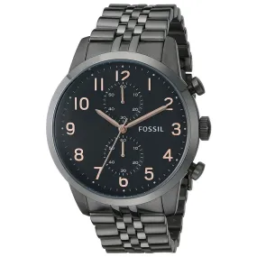 Fossil Men's Chronograph Watch - Townsman Black Dial Gunmetal Bracelet | FS4934