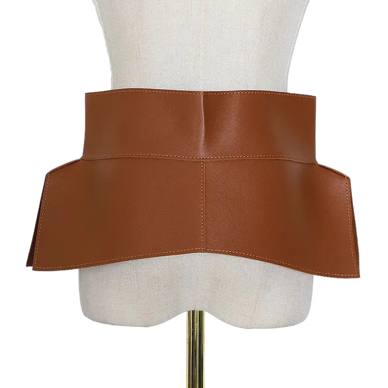 FUMI Tan Vegan Oversized Statement Waist Belt