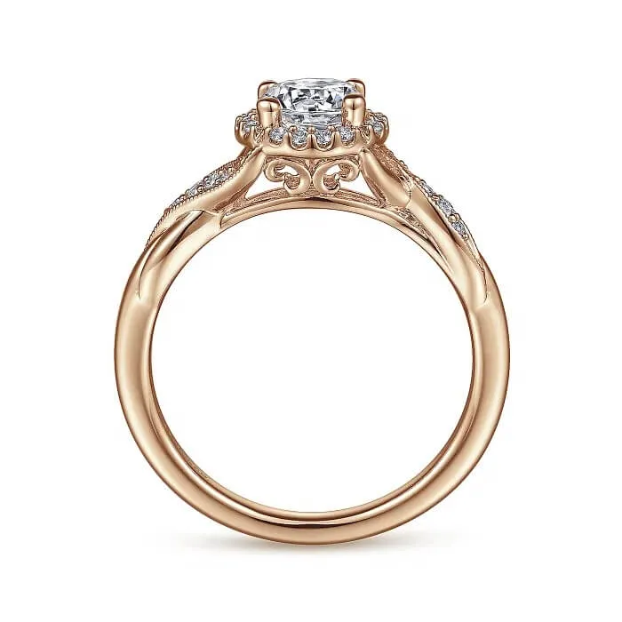 Gabriel & Co. Vintage Inspired Round Halo Diamond Engagement Ring ER11828R3K44JJ