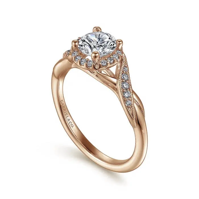 Gabriel & Co. Vintage Inspired Round Halo Diamond Engagement Ring ER11828R3K44JJ