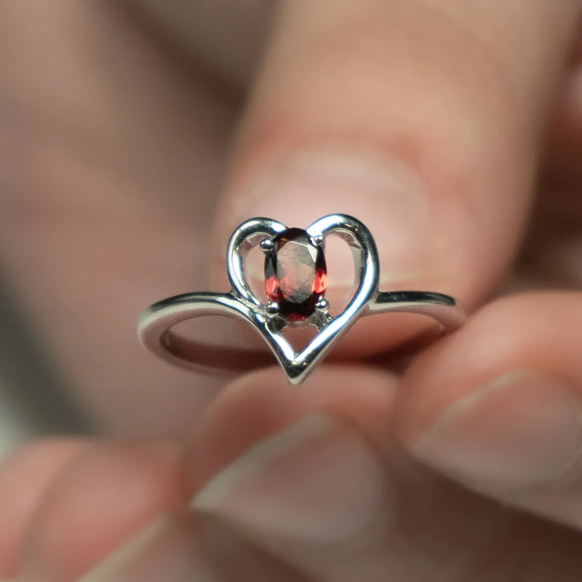 Garnet .925 Sterling Silver Ring