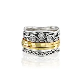 Gemstone Spinner Ring with 14K Yellow Gold Plating