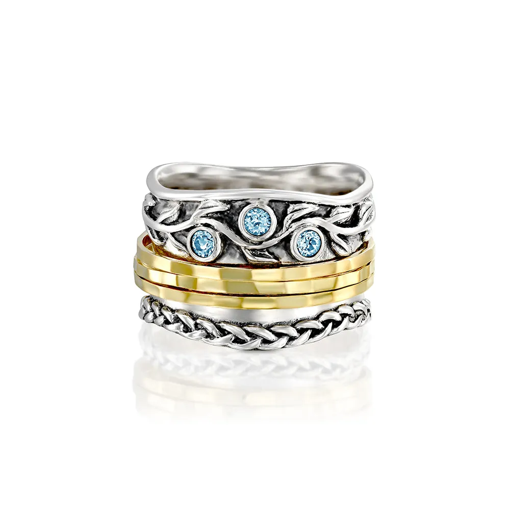 Gemstone Spinner Ring with 14K Yellow Gold Plating