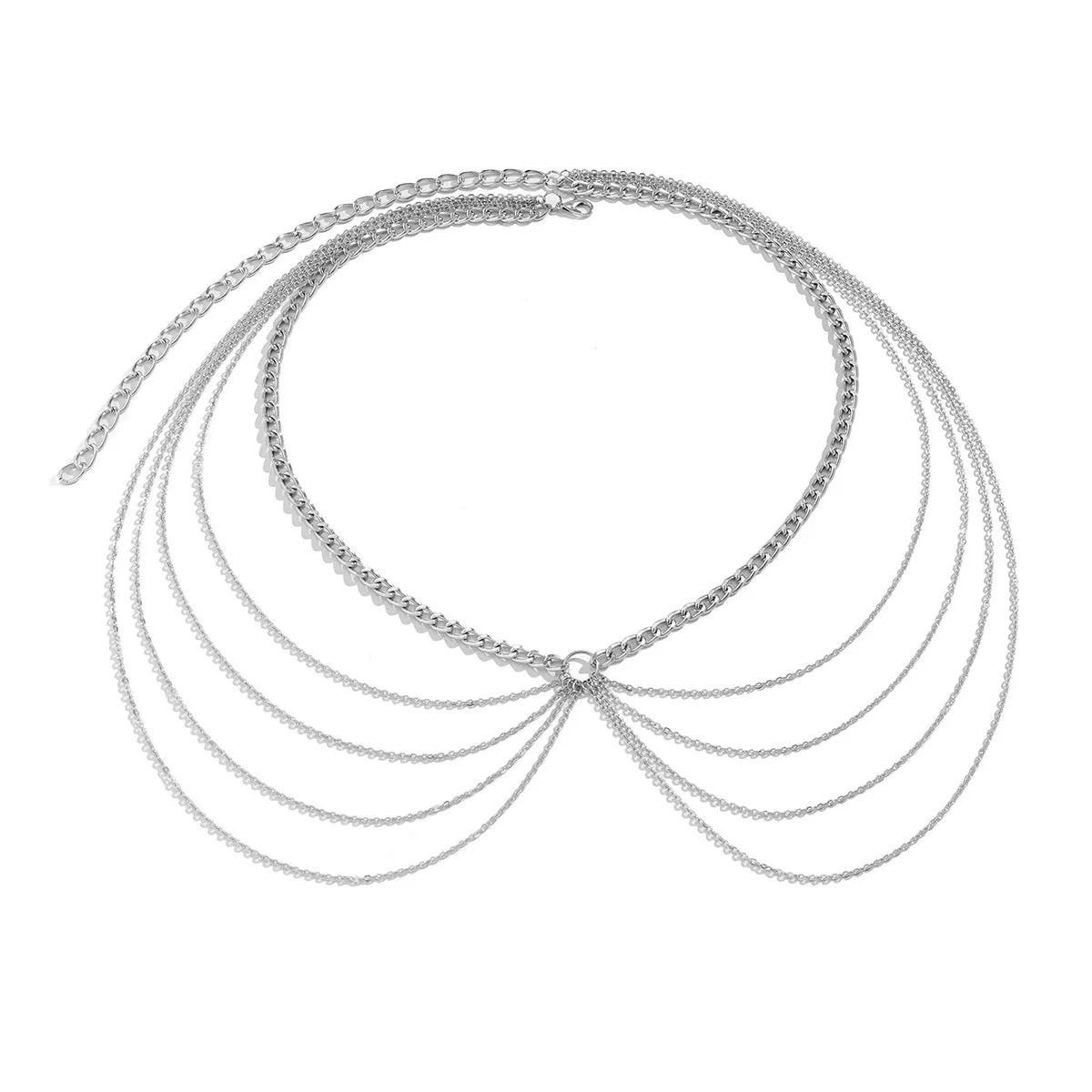 Geometric popular waist jewelry, exaggerated U-shaped tassel chain waist chain for women