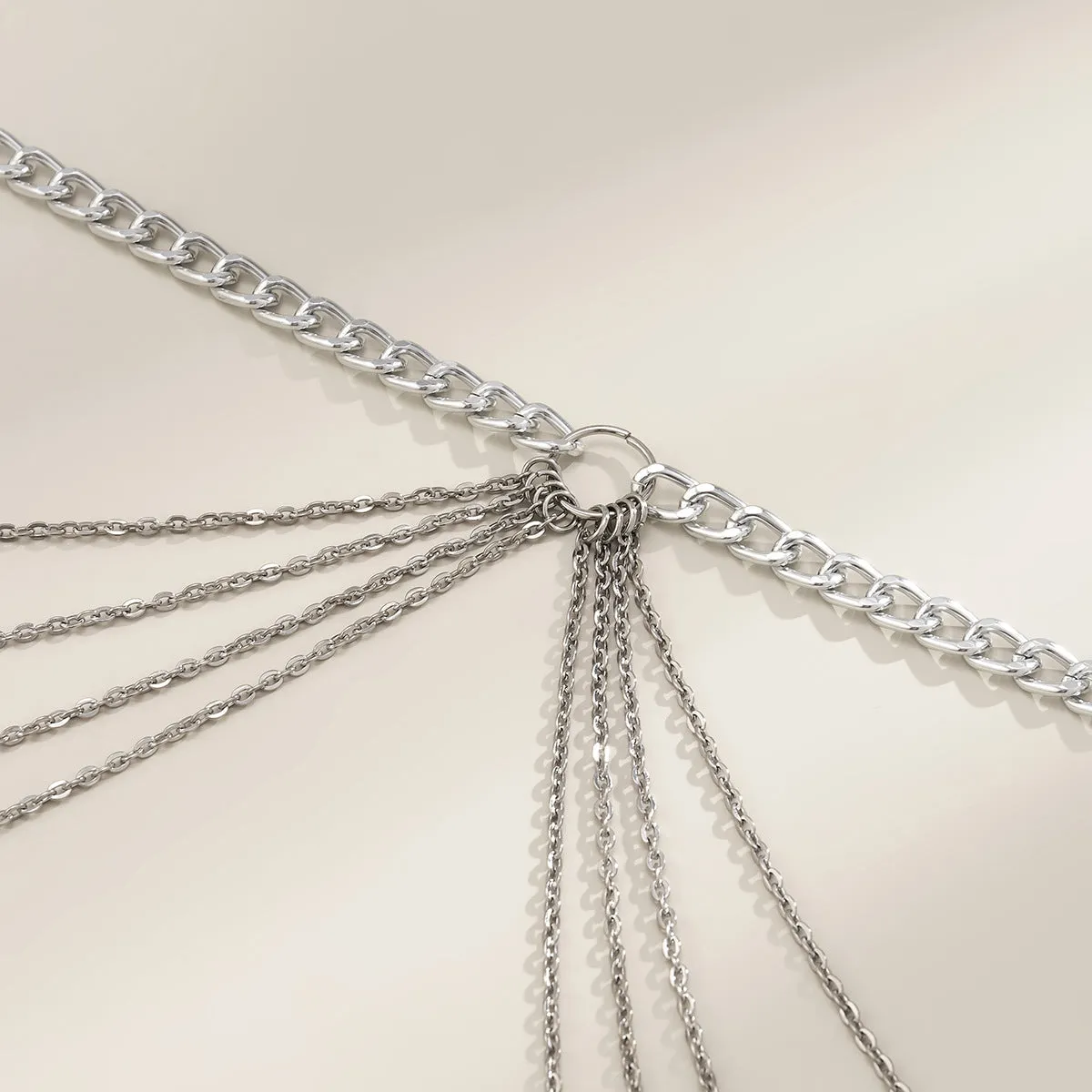 Geometric popular waist jewelry, exaggerated U-shaped tassel chain waist chain for women