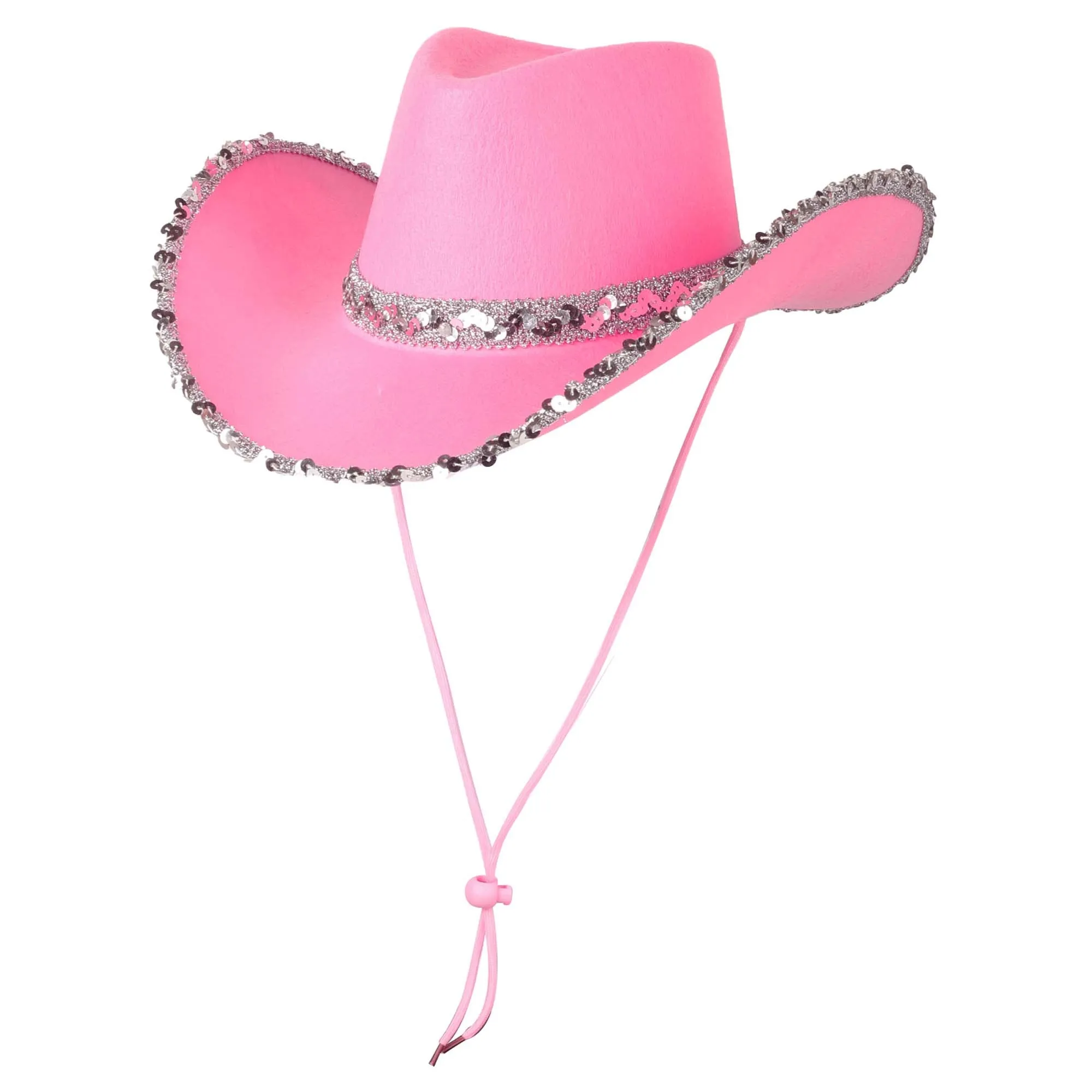 Glam Cowgirl Hat for Adults, Pink and Silver