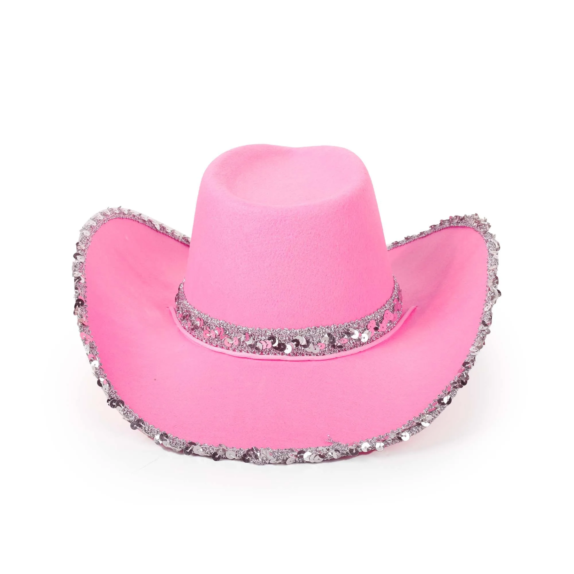 Glam Cowgirl Hat for Adults, Pink and Silver
