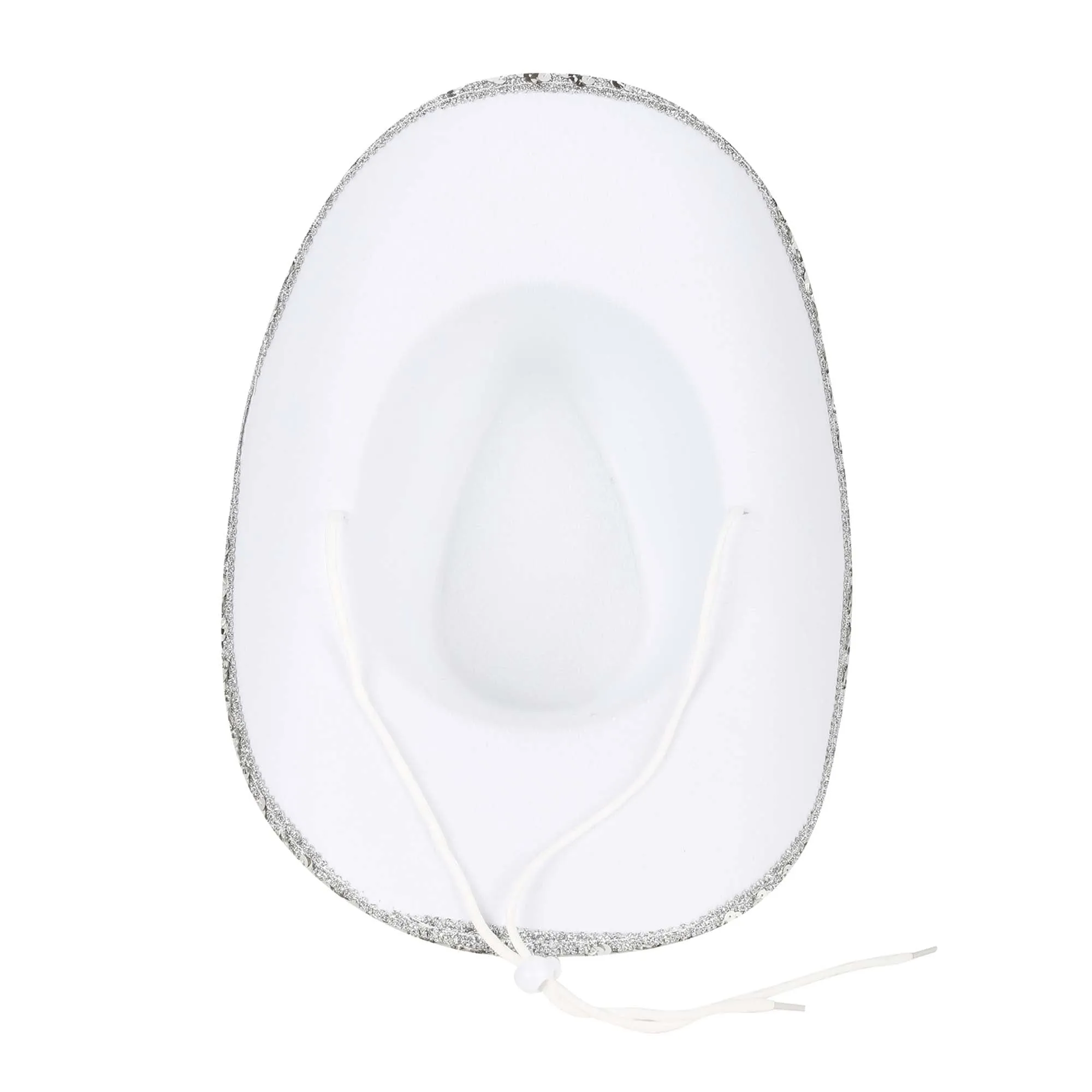 Glam Cowgirl Hat for Adults, White and Silver