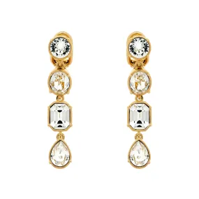 Gold & Crystal Drop Clip Earrings