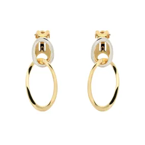 Gold & Platinum Double Hoop Clip Earrings